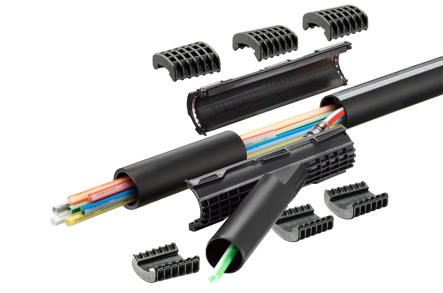 Derivación con tubo rápido HRMA de media caña o cable de un tubo de PE/PVC.